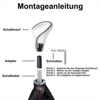 XKERIBOM Auto Getriebekopf Manueller Schaltknauf mit Adaptern, Universal Leder Aluminium Handball, für die Meisten Kraftfahrzeuge XSKF882