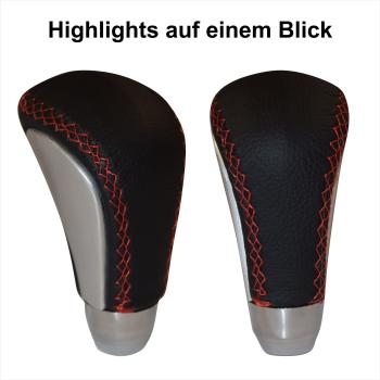 XKERIBOM Auto Getriebekopf Manueller Schaltknauf mit Adaptern, Universal Leder Aluminium Handball, für die Meisten Kraftfahrzeuge XSKF895