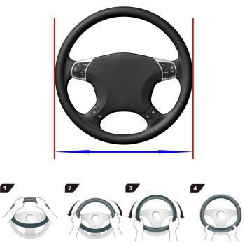 Xkeribom Lenkradbezug 37-38cm Lenkradschoner Lenkradschutz Schwarz Grau Streifen