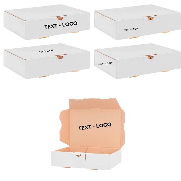 50 Stück Packung Maxibriefkartons 180 x 130 x 45 mm Maxibrief MB-2 Weiß Versand Post Faltschachtel mit/ohne Druck LOGO TEXT