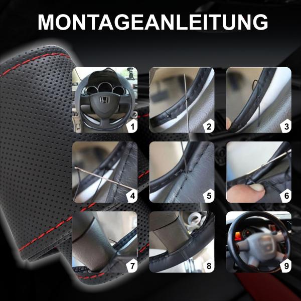 Xkeribom PU Leder Lenkradbezug zum Schnüren 100% Handwerk und Qualität 37-38cm Perforiert Optik Punkt Model mit Farbauswahl ( XKM LBG 1 )