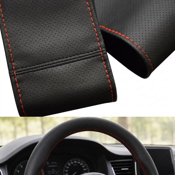 Xkeribom Original AUTO PU Leder Lenkradbezug zum Schnüren 37-38cm ECHT PERFORIERT 100% HANDARBEIT mit Farbauswahl
