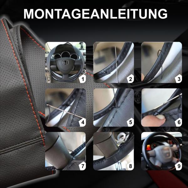 Xkeribom Original AUTO PU Leder Lenkradbezug zum Schnüren 37-38cm ECHT PERFORIERT 100% HANDARBEIT mit Farbauswahl