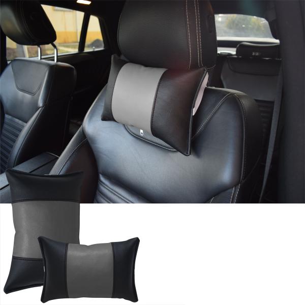 1 Paar Auto Nackenkissen 20x30cm Nackenpolster Leder Schwarz ZWEIFARBIG LEDER