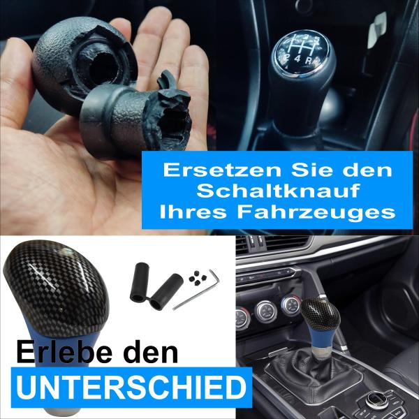 XKERIBOM Auto Getriebekopf Manueller Schaltknauf mit Adaptern, Universal Leder Aluminium Handball, für die Meisten Kraftfahrzeuge XSKF338