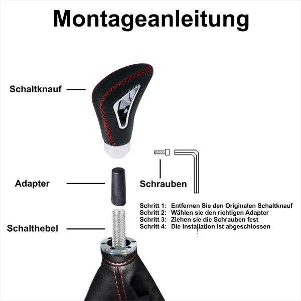 XKERIBOM Auto Getriebekopf Manueller Schaltknauf mit Adaptern, Universal Leder Aluminium Handball, für die Meisten Kraftfahrzeuge XSKF403