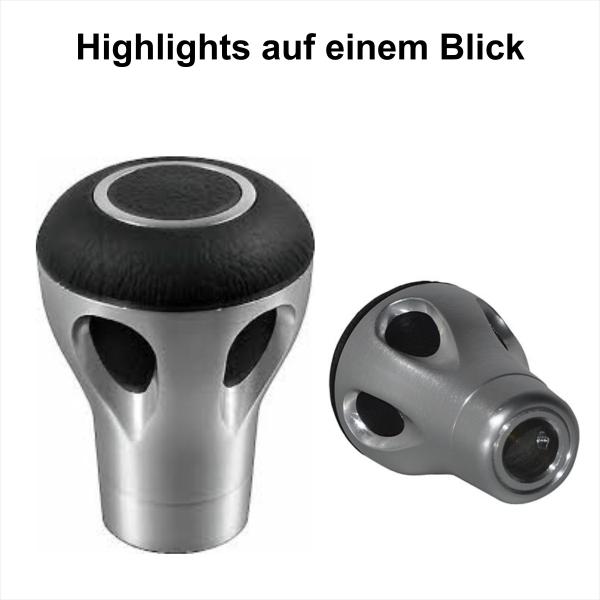 XKERIBOM Auto Getriebekopf Manueller Schaltknauf mit Adaptern, Universal Leder Aluminium Handball, für die Meisten Kraftfahrzeuge XSKF407