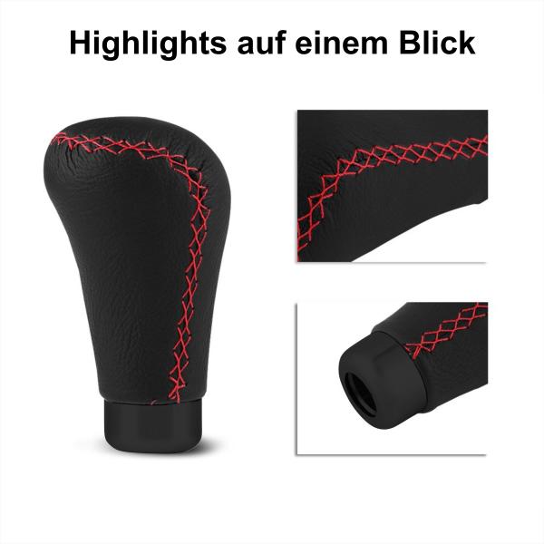 XKERIBOM Auto Getriebekopf Manueller Schaltknauf mit Adaptern, Universal Leder Aluminium Handball, für die Meisten Kraftfahrzeuge XSKF408