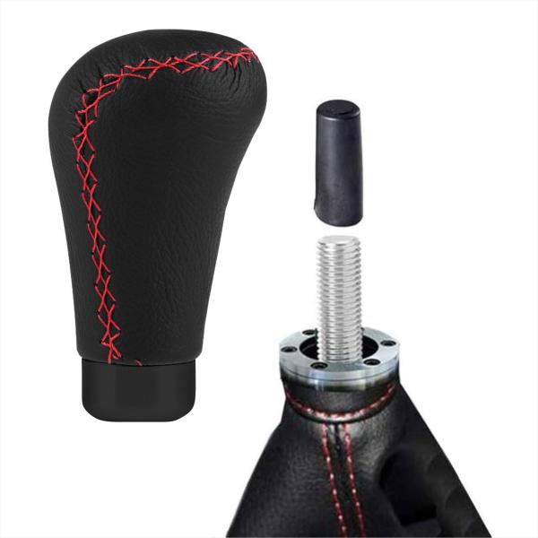 XKERIBOM Auto Getriebekopf Manueller Schaltknauf mit Adaptern, Universal Leder Aluminium Handball, für die Meisten Kraftfahrzeuge XSKF408
