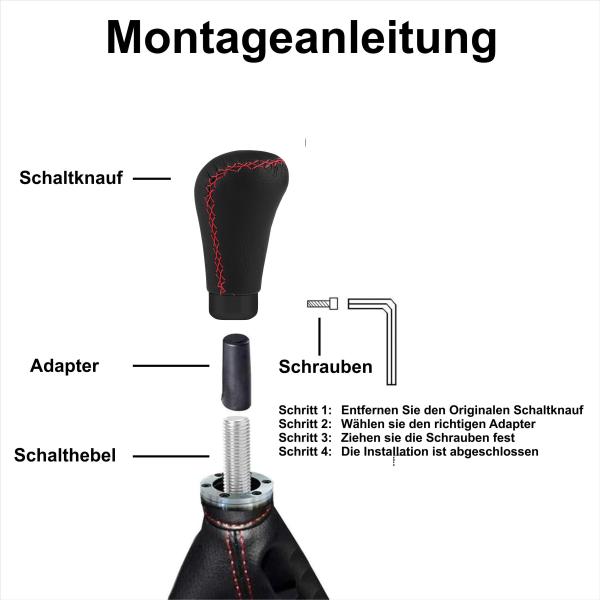 XKERIBOM Auto Getriebekopf Manueller Schaltknauf mit Adaptern, Universal Leder Aluminium Handball, für die Meisten Kraftfahrzeuge XSKF408