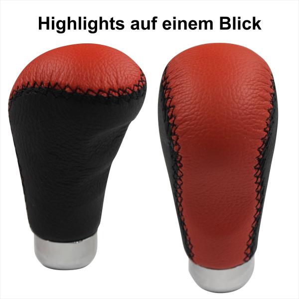 XKERIBOM Auto Getriebekopf Manueller Schaltknauf mit Adaptern, Universal Leder Aluminium Handball, für die Meisten Kraftfahrzeuge XSKF725