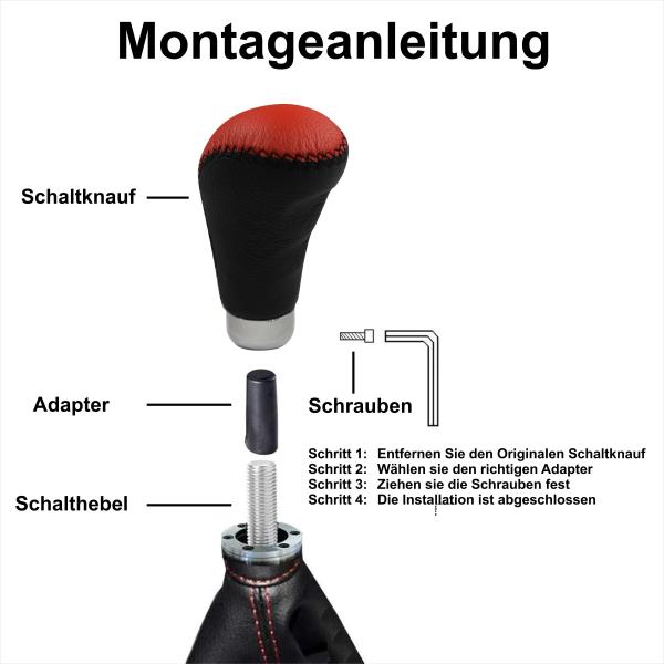 XKERIBOM Auto Getriebekopf Manueller Schaltknauf mit Adaptern, Universal Leder Aluminium Handball, für die Meisten Kraftfahrzeuge XSKF725