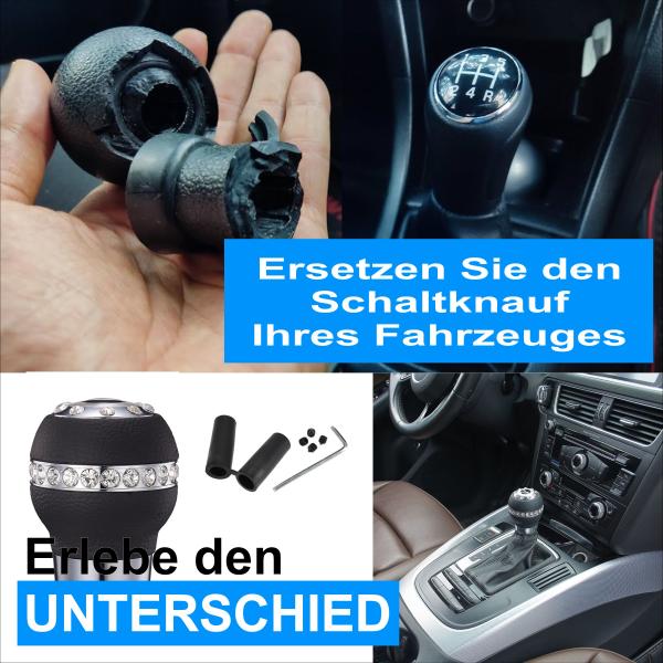 XKERIBOM Auto Getriebekopf Manueller Schaltknauf mit Adaptern, Universal Leder Aluminium Handball, für die Meisten Kraftfahrzeuge XSKF758