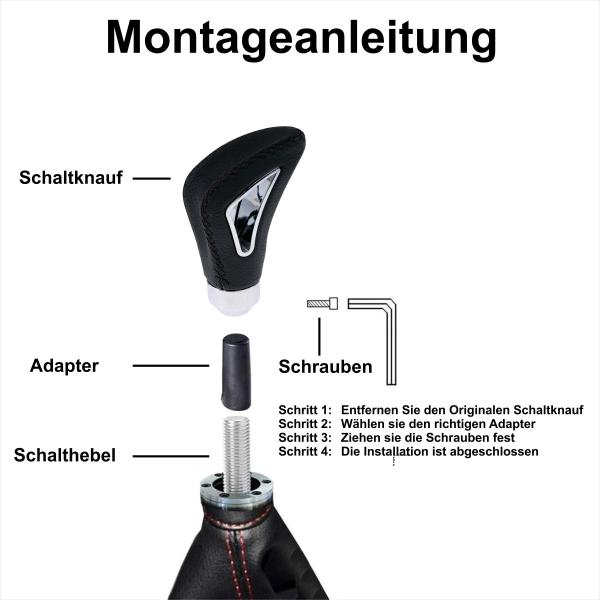 XKERIBOM Auto Getriebekopf Manueller Schaltknauf mit Adaptern, Universal Leder Aluminium Handball, für die Meisten Kraftfahrzeuge XSKF834
