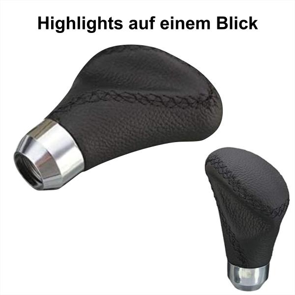 XKERIBOM Auto Getriebekopf Manueller Schaltknauf mit Adaptern, Universal Leder Aluminium Handball, für die Meisten Kraftfahrzeuge XSKF878