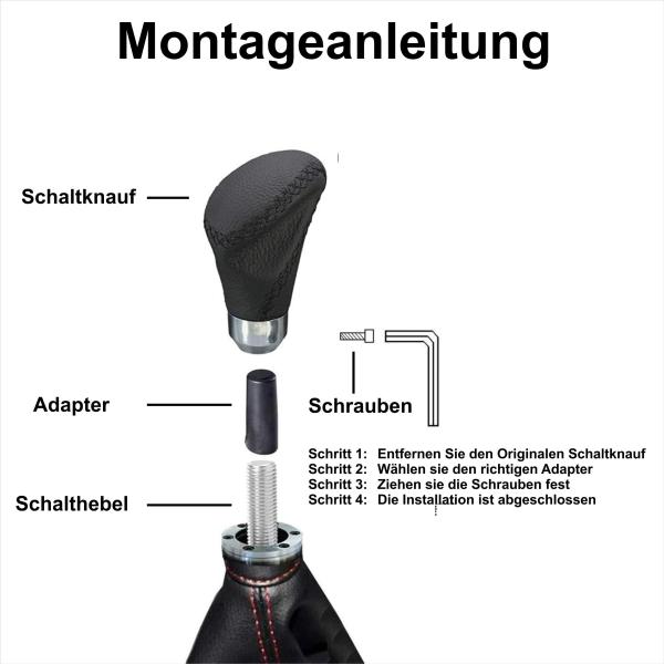 XKERIBOM Auto Getriebekopf Manueller Schaltknauf mit Adaptern, Universal Leder Aluminium Handball, für die Meisten Kraftfahrzeuge XSKF878