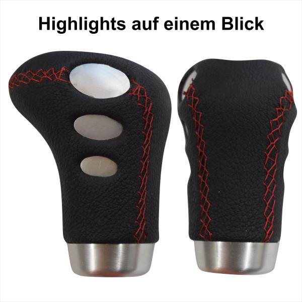 XKERIBOM Auto Getriebekopf Manueller Schaltknauf mit Adaptern, Universal Leder Aluminium Handball, für die Meisten Kraftfahrzeuge XSKF894