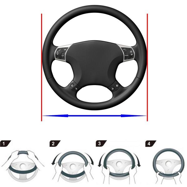 Xkeribom Lenkradbezug 37-38cm Lenkradschoner Lenkradschutz Schwarz Grau Streifen